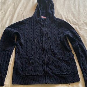 Cable knit zip up hoodie